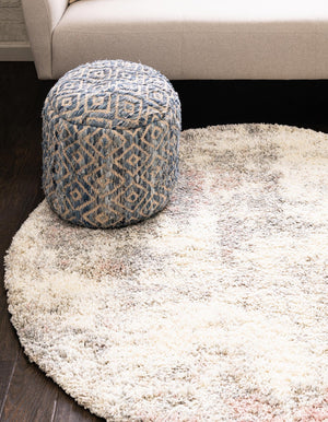 Pink 7' 10 x 7' 10 Soft Touch Shag Round Area Rug Thick Soft Touch Fluffy & Plush Shaggy Pile