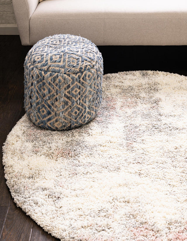 Pink 7' 10 x 7' 10 Soft Touch Shag Round Area Rug Thick Soft Touch Fluffy & Plush Shaggy Pile