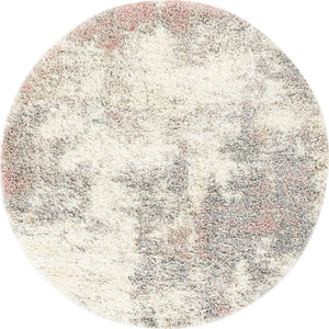 Pink 5' 3 x 5' 3 Soft Touch Shag Round Area Rug Thick Soft Touch Fluffy & Plush Shaggy Pile