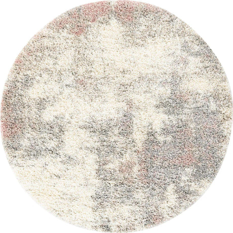 Pink 5' 3 x 5' 3 Soft Touch Shag Round Area Rug Thick Soft Touch Fluffy & Plush Shaggy Pile