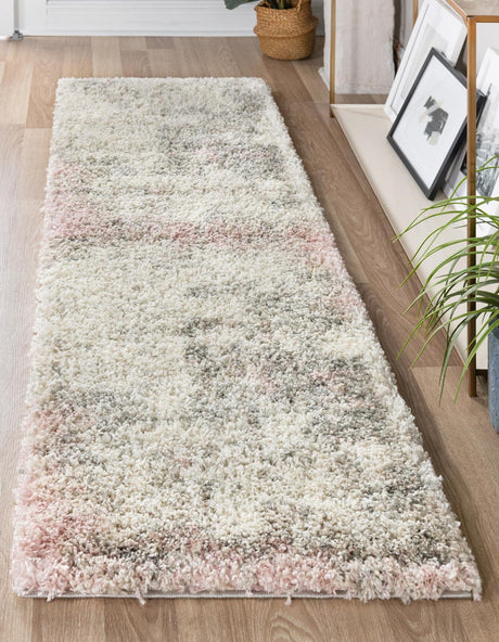 Pink 2' 7 x 13' 1 Soft Touch Shag Runner Area Rug Thick Soft Touch Fluffy & Plush Shaggy Pile