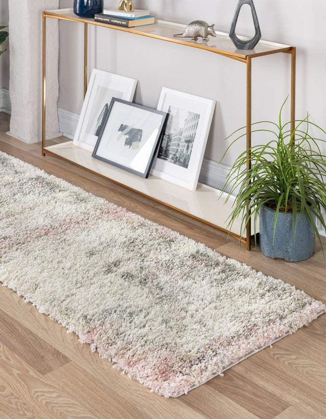 Pink 2' 7 x 13' 1 Soft Touch Shag Runner Area Rug Thick Soft Touch Fluffy & Plush Shaggy Pile