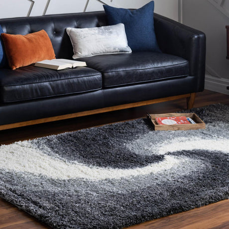 Smoke Gray 7' 10 x 10' Soft Touch Shag Rectangle Area Rug Thick Soft Touch Fluffy & Plush Shaggy Pile