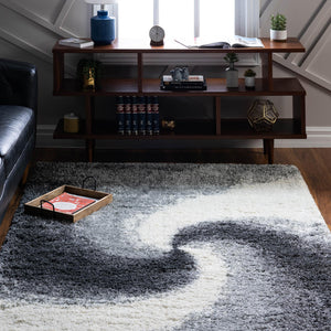 Smoke Gray 7' 10 x 10' Soft Touch Shag Rectangle Area Rug Thick Soft Touch Fluffy & Plush Shaggy Pile