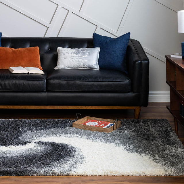 Smoke Gray 7' 10 x 10' Soft Touch Shag Rectangle Area Rug Thick Soft Touch Fluffy & Plush Shaggy Pile