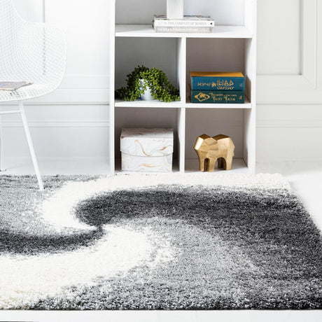 Smoke Gray 4' 1 x 4' 1 Soft Touch Shag Square Area Rug Thick Soft Touch Fluffy & Plush Shaggy Pile