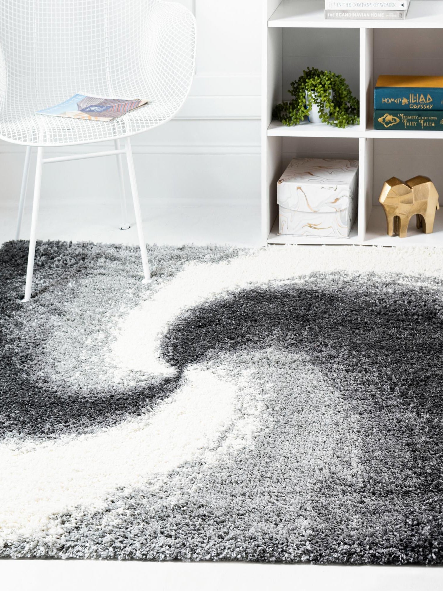 Smoke Gray 4' 1 x 4' 1 Soft Touch Shag Square Area Rug Thick Soft Touch Fluffy & Plush Shaggy Pile 100% Polypropylene Unique Carpet for Modern Home Interiors for Sale at Rug Engine
