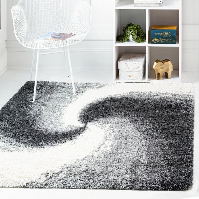 Smoke Gray 4' 1 x 4' 1 Soft Touch Shag Square Area Rug Thick Soft Touch Fluffy & Plush Shaggy Pile