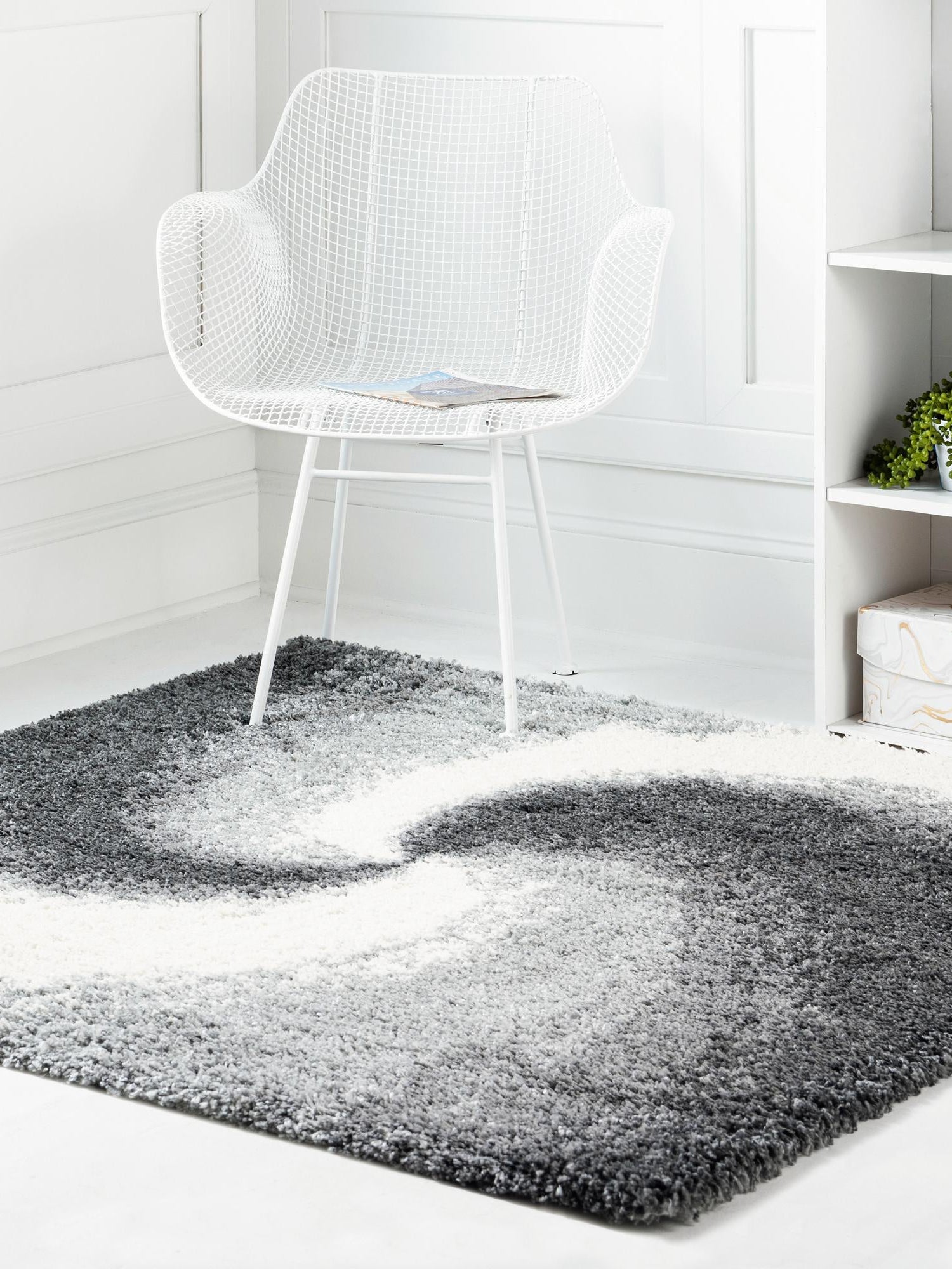Smoke Gray 4' 1 x 4' 1 Soft Touch Shag Square Area Rug Thick Soft Touch Fluffy & Plush Shaggy Pile 100% Polypropylene Unique Carpet for Modern Home Interiors for Sale at Rug Engine