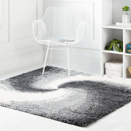 Smoke Gray 4' 1 x 4' 1 Soft Touch Shag Square Area Rug Thick Soft Touch Fluffy & Plush Shaggy Pile 100% Polypropylene Unique Carpet for Modern Home Interiors for Sale at Rug Engine