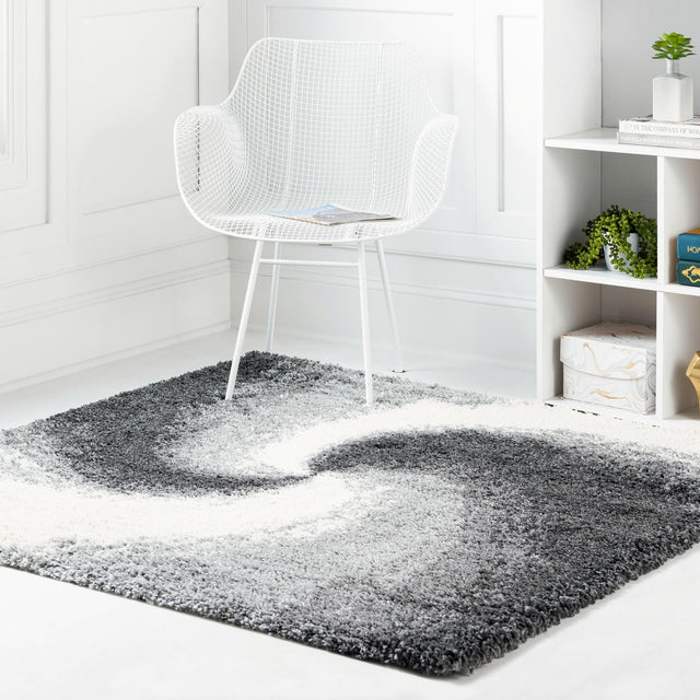 Smoke Gray 4' 1 x 4' 1 Soft Touch Shag Square Area Rug Thick Soft Touch Fluffy & Plush Shaggy Pile