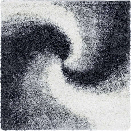 Smoke Gray 4' 1 x 4' 1 Soft Touch Shag Square Area Rug Thick Soft Touch Fluffy & Plush Shaggy Pile
