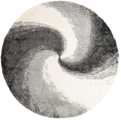 Smoke Gray 7' 10 x 7' 10 Soft Touch Shag Round Area Rug Thick Soft Touch Fluffy & Plush Shaggy Pile