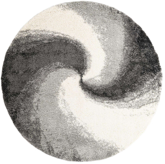 Smoke Gray 7' 10 x 7' 10 Soft Touch Shag Round Area Rug Thick Soft Touch Fluffy & Plush Shaggy Pile