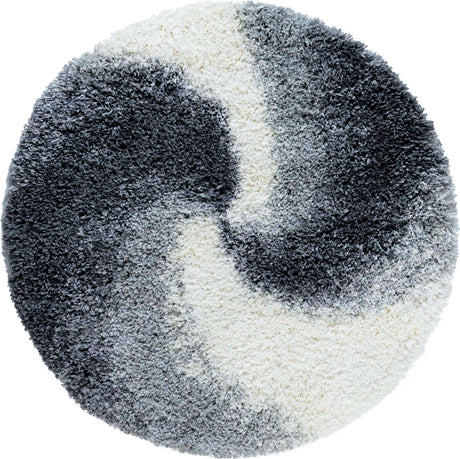 Smoke Gray 3' 3 x 3' 3 Soft Touch Shag Round Area Rug Thick Soft Touch Fluffy & Plush Shaggy Pile