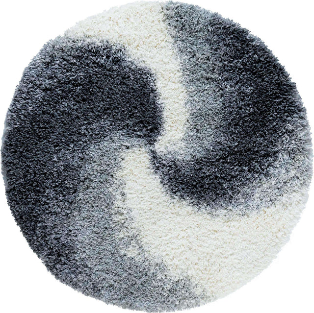 Smoke Gray 3' 3 x 3' 3 Soft Touch Shag Round Area Rug Thick Soft Touch Fluffy & Plush Shaggy Pile