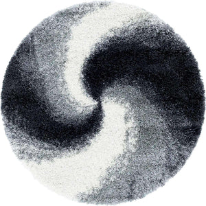 Smoke Gray 4' 1 x 4' 1 Soft Touch Shag Round Area Rug Thick Soft Touch Fluffy & Plush Shaggy Pile