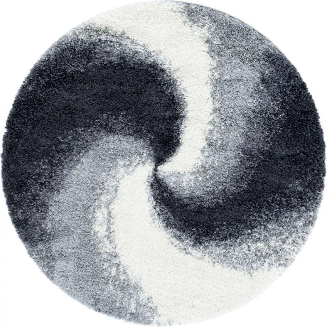 Smoke Gray 5' 3 x 5' 3 Soft Touch Shag Round Area Rug Thick Soft Touch Fluffy & Plush Shaggy Pile
