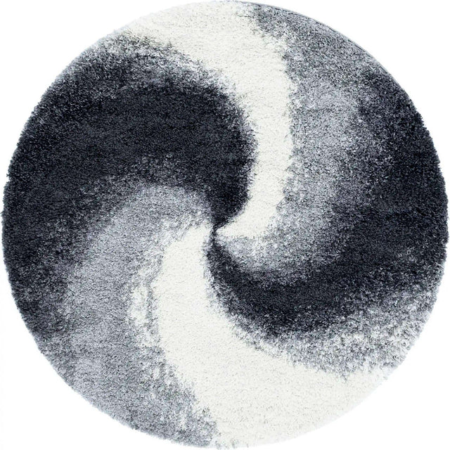 Smoke Gray 5' 3 x 5' 3 Soft Touch Shag Round Area Rug Thick Soft Touch Fluffy & Plush Shaggy Pile