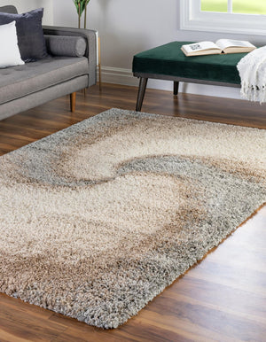 Khaki 2' x 3' 1 Soft Touch Shag Rectangle Area Rug Thick Soft Touch Fluffy & Plush Shaggy Pile