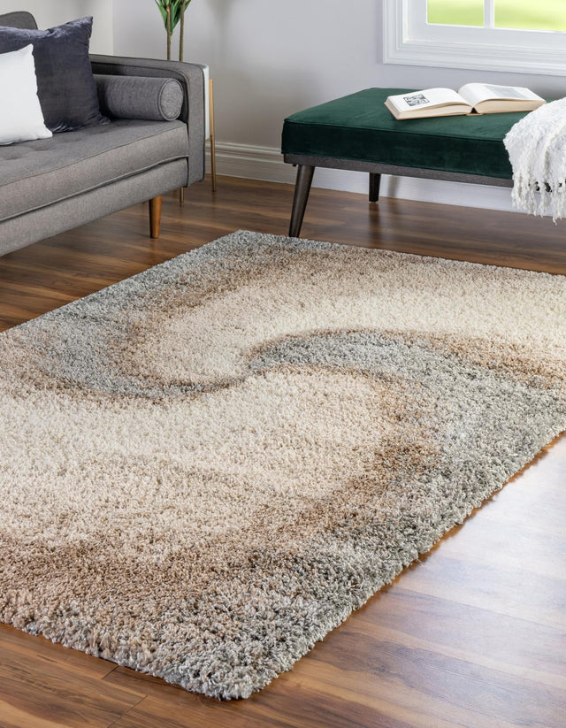 Khaki 2' x 3' 1 Soft Touch Shag Rectangle Area Rug Thick Soft Touch Fluffy & Plush Shaggy Pile