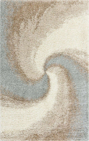 Khaki 5' 3 x 8' Soft Touch Shag Rectangle Area Rug Thick Soft Touch Fluffy & Plush Shaggy Pile