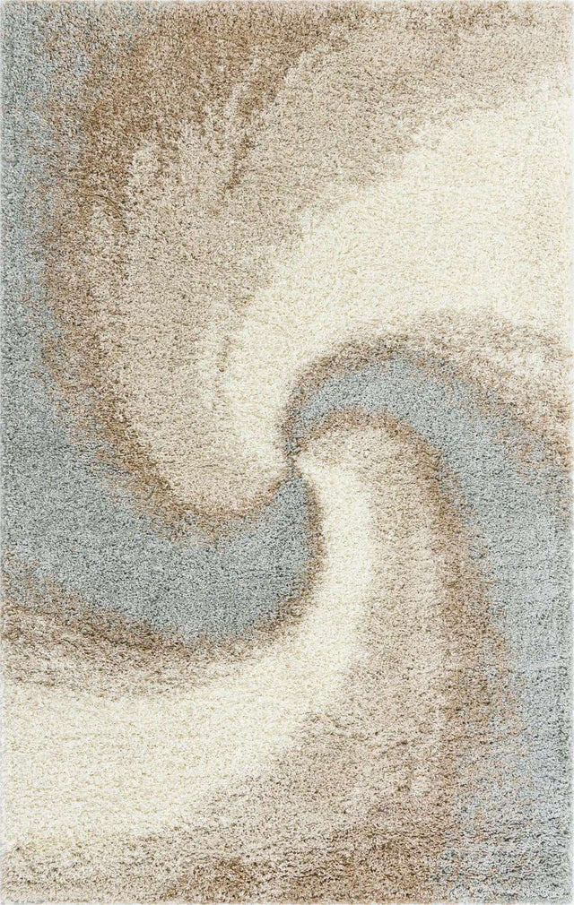 Khaki 5' 3 x 8' Soft Touch Shag Rectangle Area Rug Thick Soft Touch Fluffy & Plush Shaggy Pile