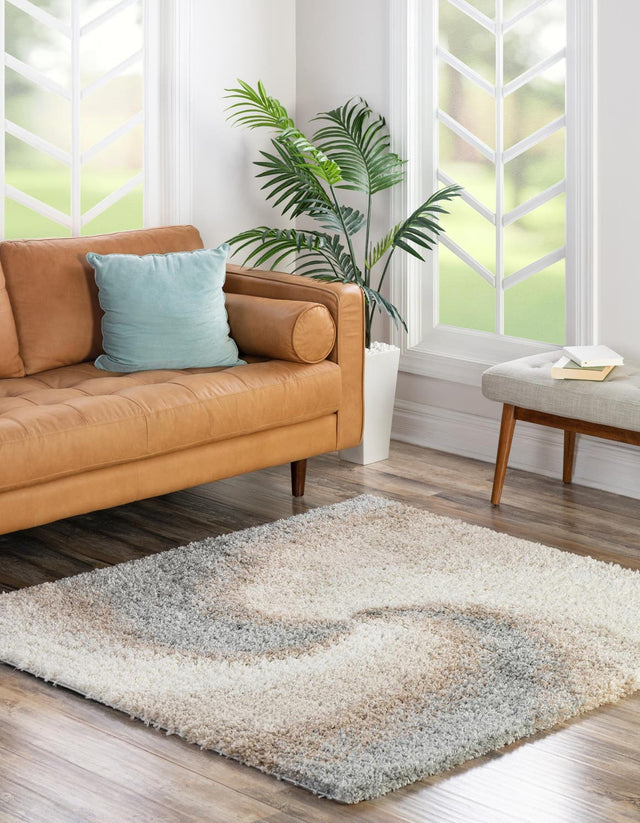 Khaki 7' 10 x 7' 10 Soft Touch Shag Square Area Rug Thick Soft Touch Fluffy & Plush Shaggy Pile