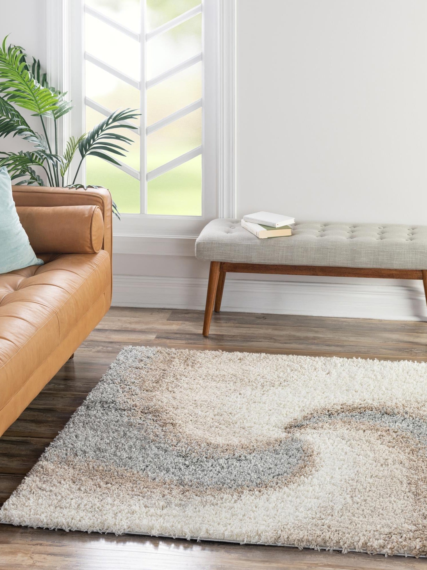 Khaki 4' 1 x 4' 1 Soft Touch Shag Square Area Rug Thick Soft Touch Fluffy & Plush Shaggy Pile 100% Polypropylene Unique Carpet for Modern Home Interiors for Sale at Rug Engine