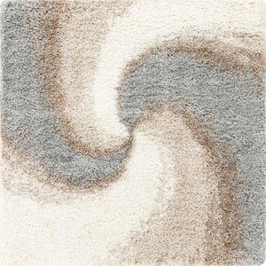 Khaki 5' 3 x 5' 3 Soft Touch Shag Square Area Rug Thick Soft Touch Fluffy & Plush Shaggy Pile