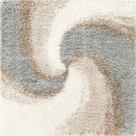 Khaki 5' 3 x 5' 3 Soft Touch Shag Square Area Rug Thick Soft Touch Fluffy & Plush Shaggy Pile