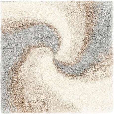 Khaki 4' 1 x 4' 1 Soft Touch Shag Square Area Rug Thick Soft Touch Fluffy & Plush Shaggy Pile