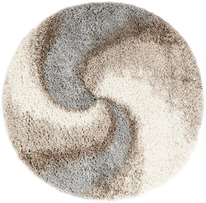 Khaki 4' 1 x 4' 1 Soft Touch Shag Round Area Rug Thick Soft Touch Fluffy & Plush Shaggy Pile