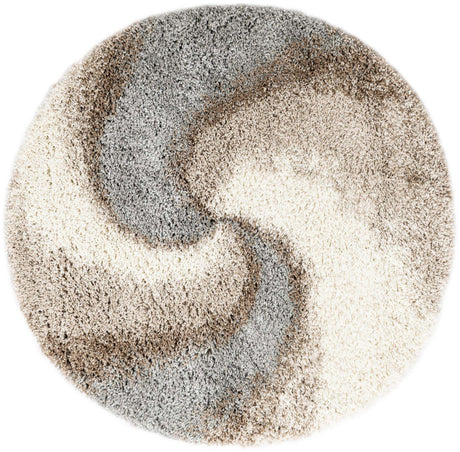 Khaki 4' 1 x 4' 1 Soft Touch Shag Round Area Rug Thick Soft Touch Fluffy & Plush Shaggy Pile