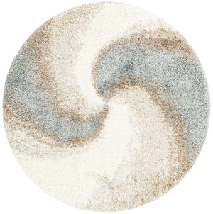 Khaki 5' 3 x 5' 3 Soft Touch Shag Round Area Rug Thick Soft Touch Fluffy & Plush Shaggy Pile