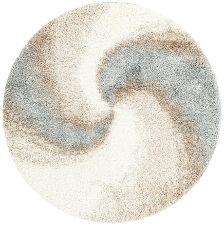 Khaki 5' 3 x 5' 3 Soft Touch Shag Round Area Rug Thick Soft Touch Fluffy & Plush Shaggy Pile