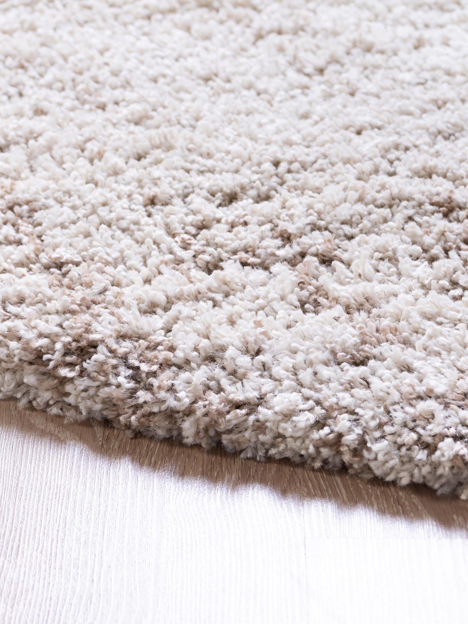 Khaki 5' 3 x 5' 3 Soft Touch Shag Round Area Rug Thick Soft Touch Fluffy & Plush Shaggy Pile 100% Polypropylene Unique Carpet for Modern Home Interiors for Sale at Rug Engine