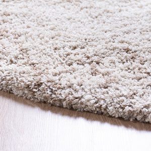 Khaki 4' 1 x 4' 1 Soft Touch Shag Round Area Rug Thick Soft Touch Fluffy & Plush Shaggy Pile