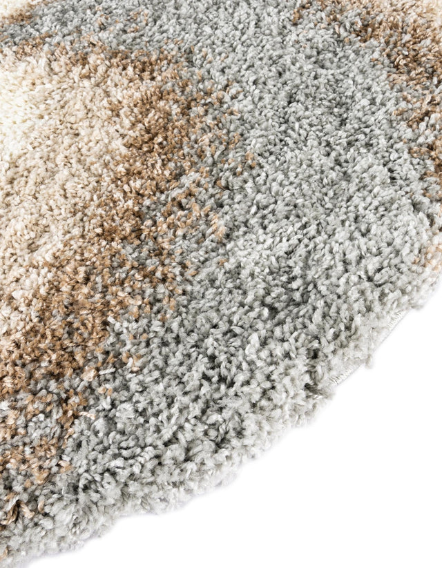 Khaki 3' 3 x 3' 3 Soft Touch Shag Round Area Rug Thick Soft Touch Fluffy & Plush Shaggy Pile