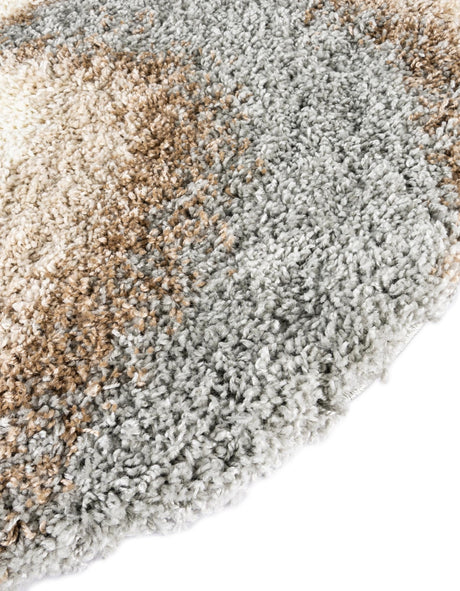 Khaki 5' 3 x 5' 3 Soft Touch Shag Round Area Rug Thick Soft Touch Fluffy & Plush Shaggy Pile 100% Polypropylene Unique Carpet for Modern Home Interiors for Sale at Rug Engine