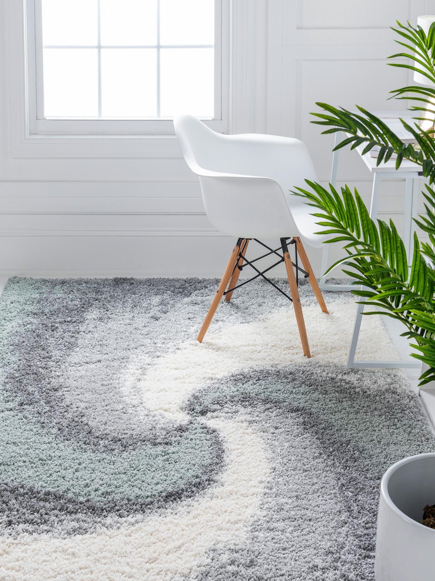 Sage Green 7' 10 x 11' Soft Touch Shag Rectangle Area Rug Thick Soft Touch Fluffy & Plush Shaggy Pile 100% Polypropylene Unique Carpet for Modern Home Interiors for Sale at Rug Engine