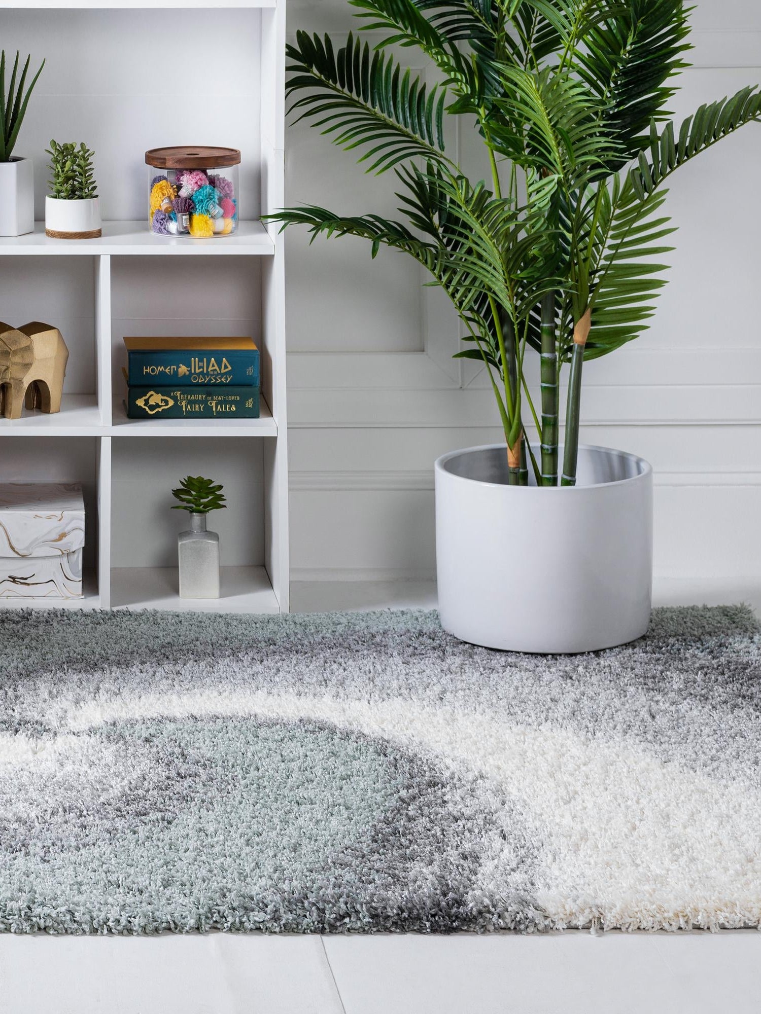 Sage Green 2' x 3' 1 Soft Touch Shag Rectangle Area Rug Thick Soft Touch Fluffy & Plush Shaggy Pile