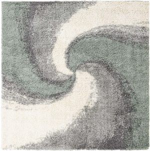 Sage Green 7' 10 x 7' 10 Soft Touch Shag Square Area Rug Thick Soft Touch Fluffy & Plush Shaggy Pile