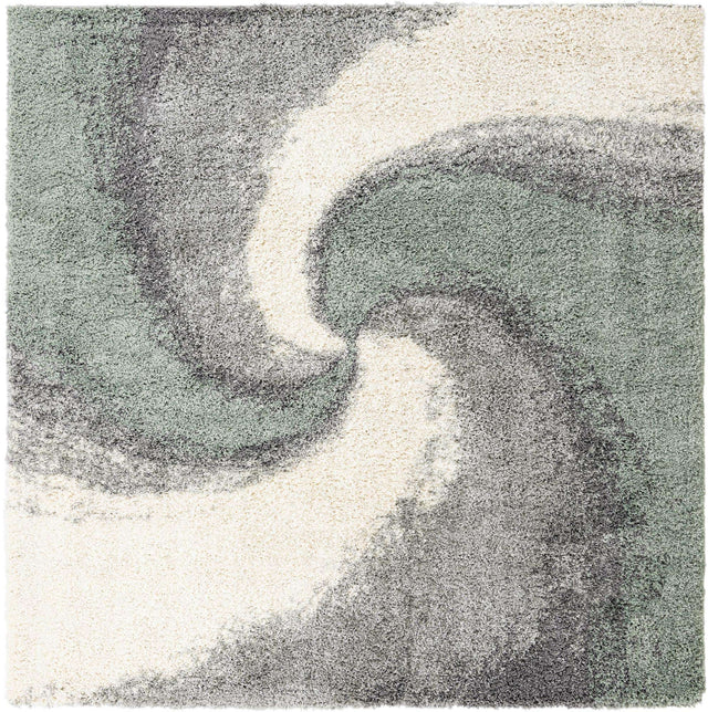 Sage Green 7' 10 x 7' 10 Soft Touch Shag Square Area Rug Thick Soft Touch Fluffy & Plush Shaggy Pile