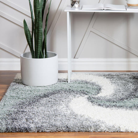 Sage Green 4' 1 x 4' 1 Soft Touch Shag Square Area Rug Thick Soft Touch Fluffy & Plush Shaggy Pile