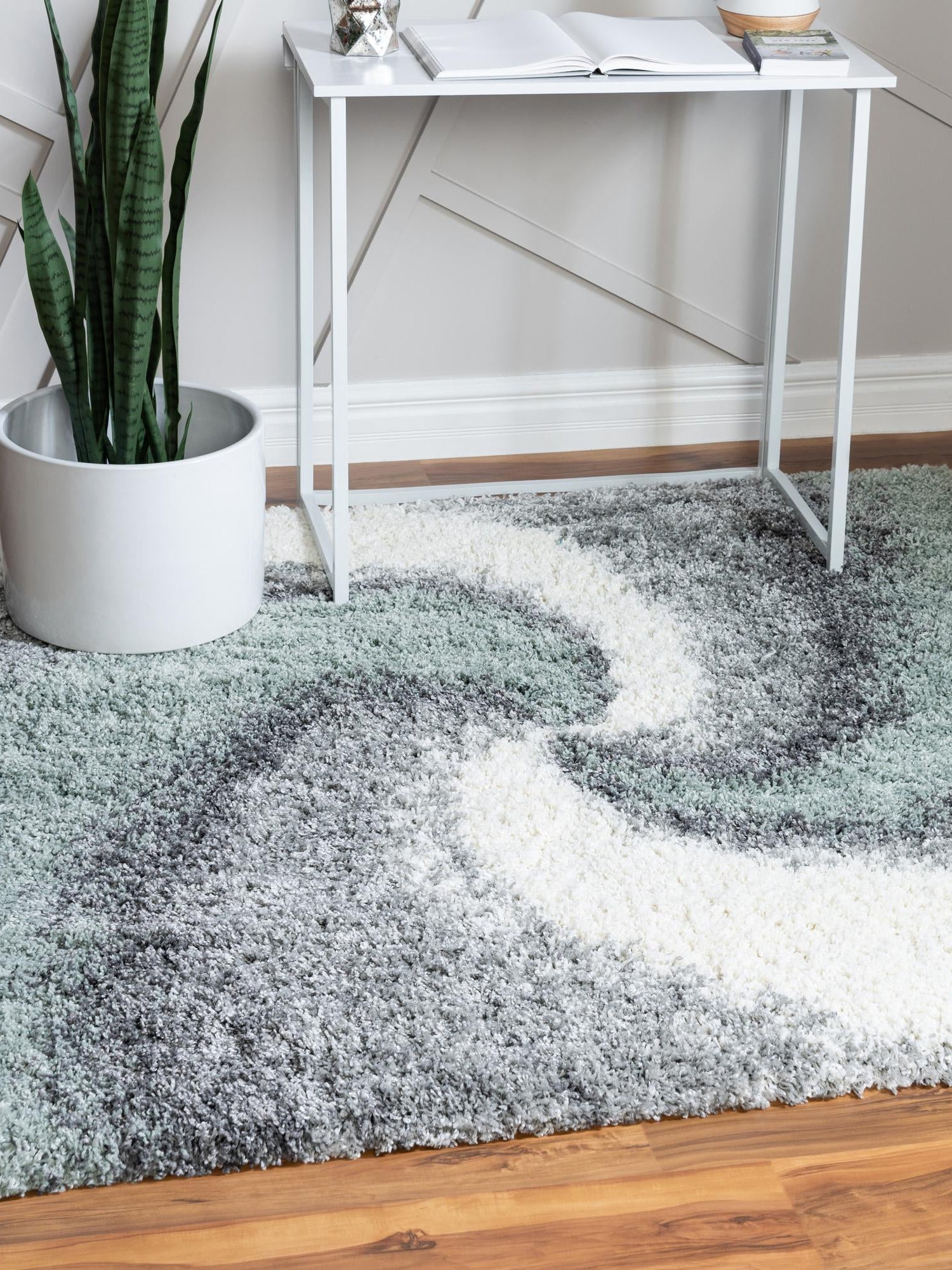 Sage Green 4' 1 x 4' 1 Soft Touch Shag Square Area Rug Thick Soft Touch Fluffy & Plush Shaggy Pile 100% Polypropylene Unique Carpet for Modern Home Interiors for Sale at Rug Engine