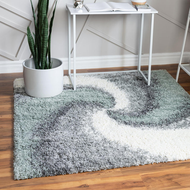 Sage Green 4' 1 x 4' 1 Soft Touch Shag Square Area Rug Thick Soft Touch Fluffy & Plush Shaggy Pile