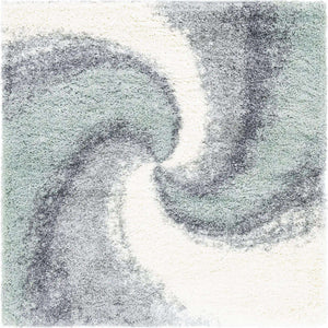 Sage Green 5' 3 x 5' 3 Soft Touch Shag Square Area Rug Thick Soft Touch Fluffy & Plush Shaggy Pile