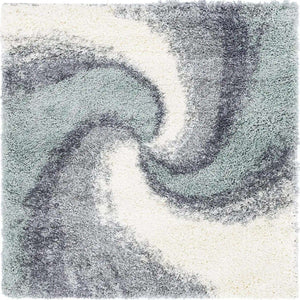 Sage Green 4' 1 x 4' 1 Soft Touch Shag Square Area Rug Thick Soft Touch Fluffy & Plush Shaggy Pile