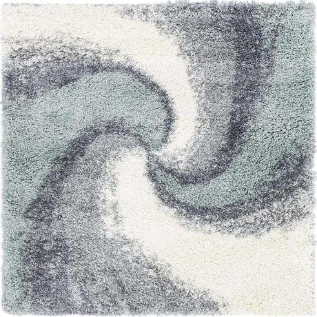 Sage Green 4' 1 x 4' 1 Soft Touch Shag Square Area Rug Thick Soft Touch Fluffy & Plush Shaggy Pile